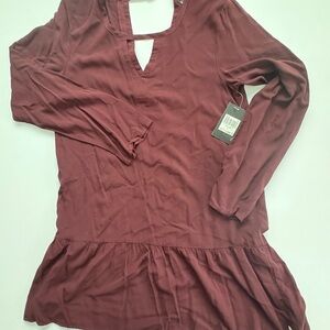 Hurley Maroon Blouse with Keyhole Neckline